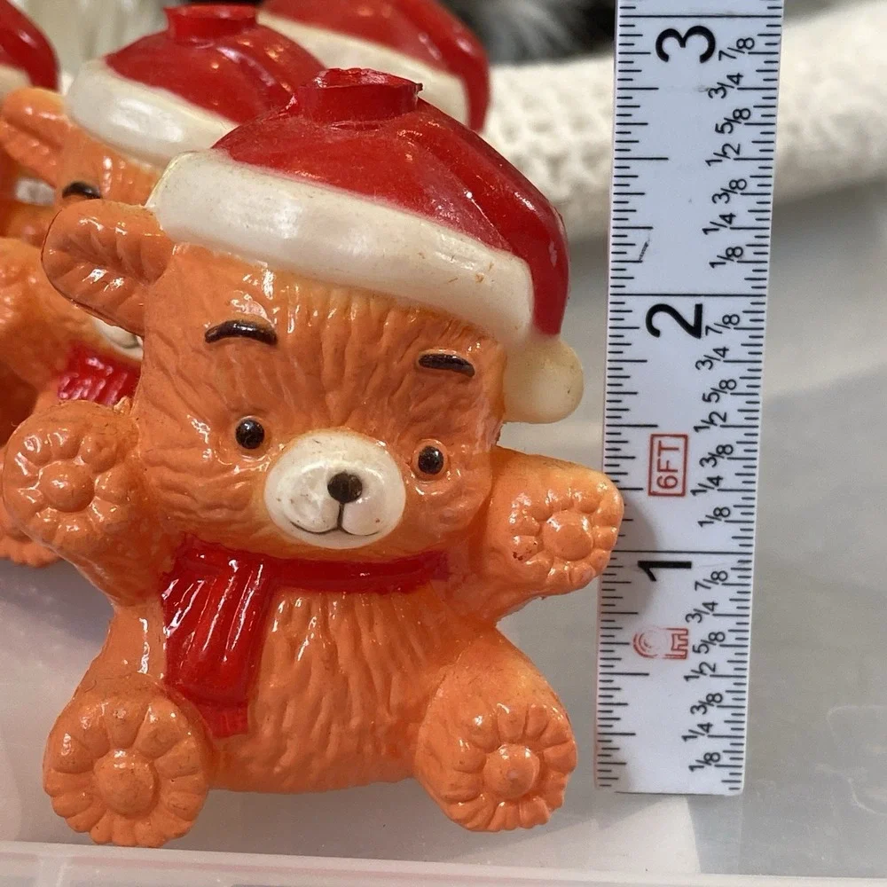 Vintage Christmas Teddy Bear Blow Mold Light Covers 3